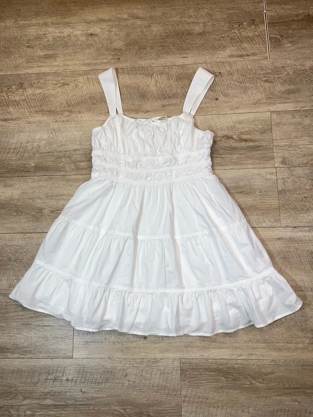 Aritzia Sunday Best White Martine Tiered Cotton Poplin Dress Size Large - Picture 5 of 10